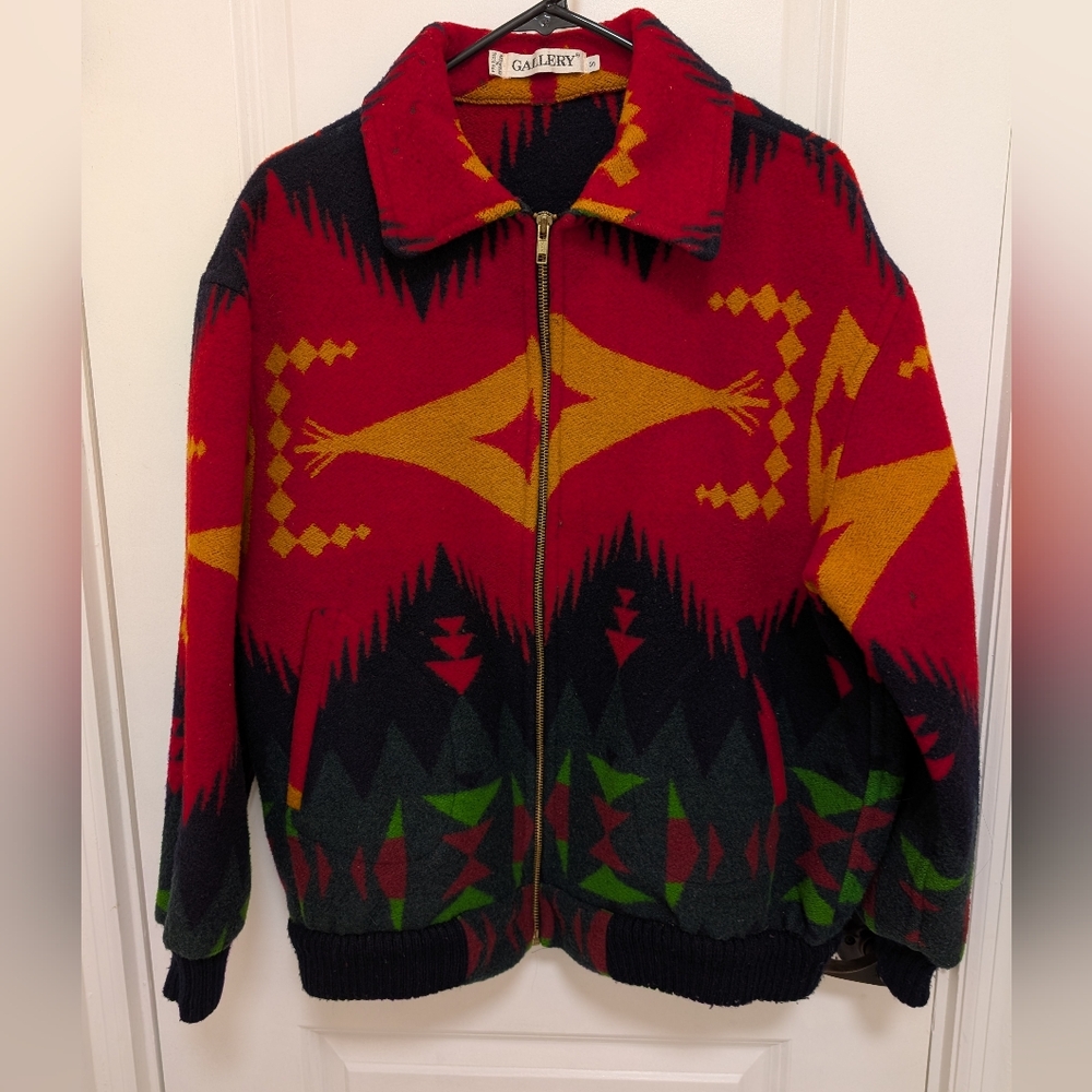 Vintage Gallery Women's Wool Blend Coat Aztec Pattern
